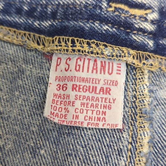 Vintage PS Gitano Women’s 36 Acid Wash Cropped Mom Jeans Button Fly Hipster - Picture 4 of 9